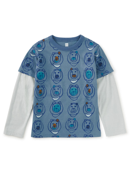 Tea Collection Boys Blue Bears Long Sleeve T-Shirt Size: 5T Blue Bears