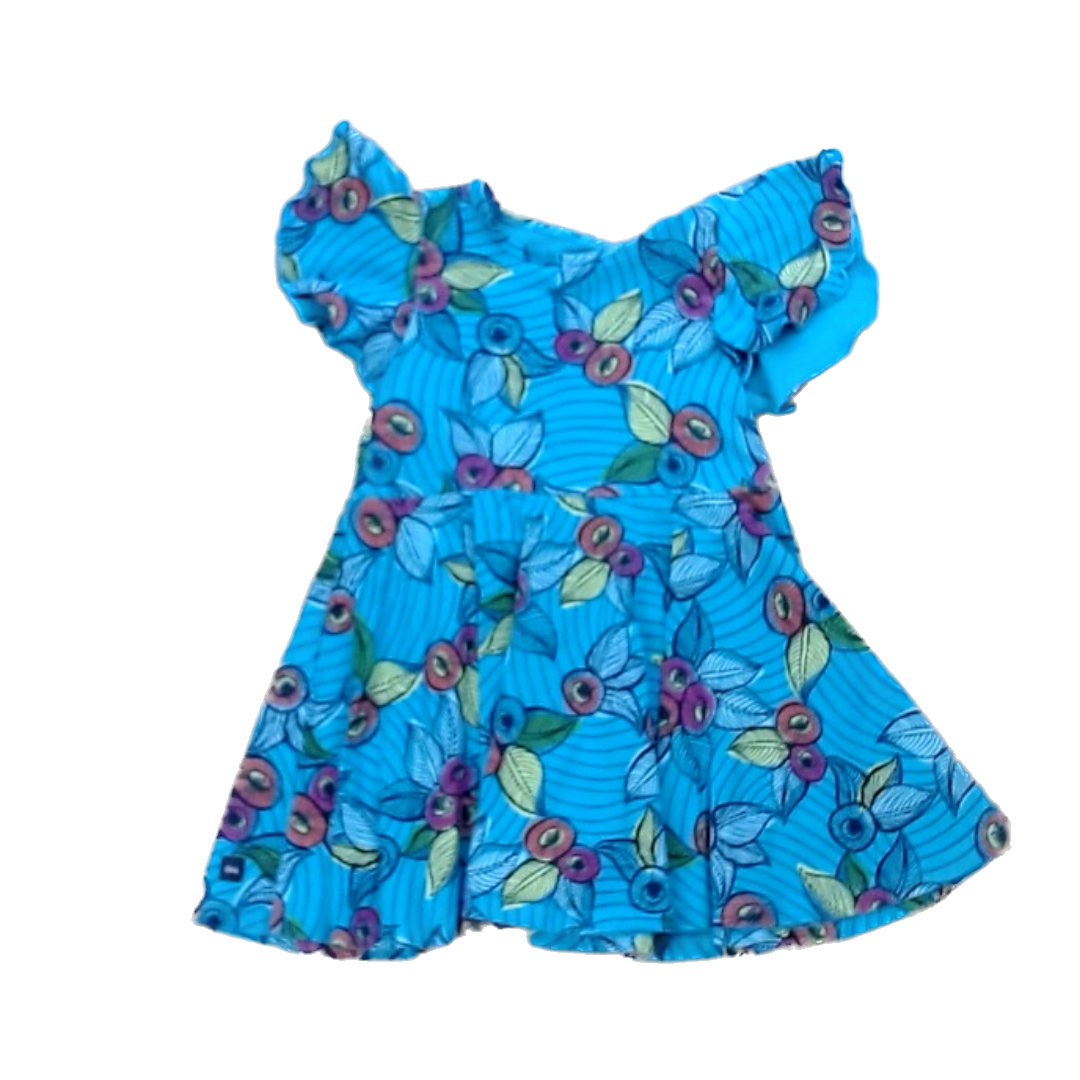 Tea Collection Girls Blue Berries and Flowers Dress Size: 3T Blue Berries and Flowers