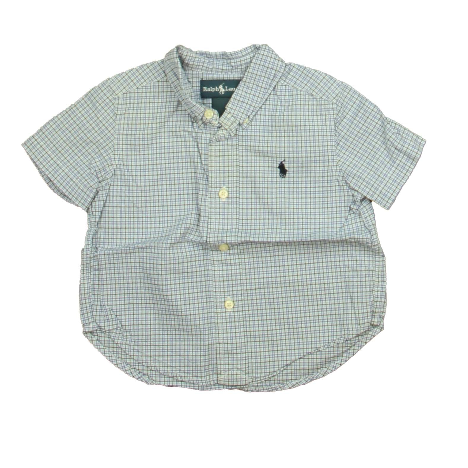 Ralph Lauren Boys Blue | Black Plaid Button Down Short Sleeve Size: 12 Months Blue | Black Plaid