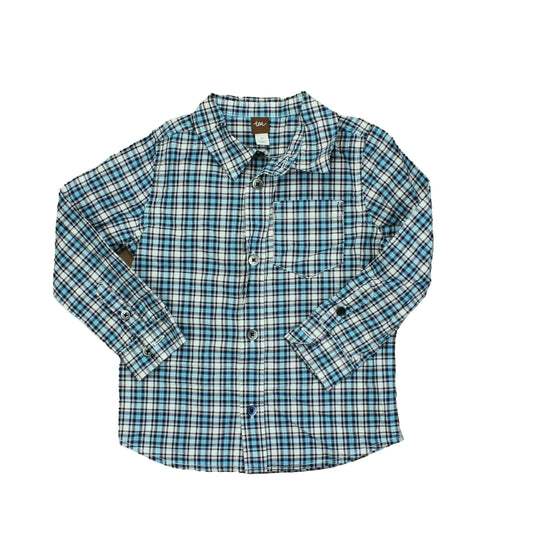 Tea Boys Blue | Black Plaid Button Down Long Sleeve Size: 4T Blue | Black Plaid