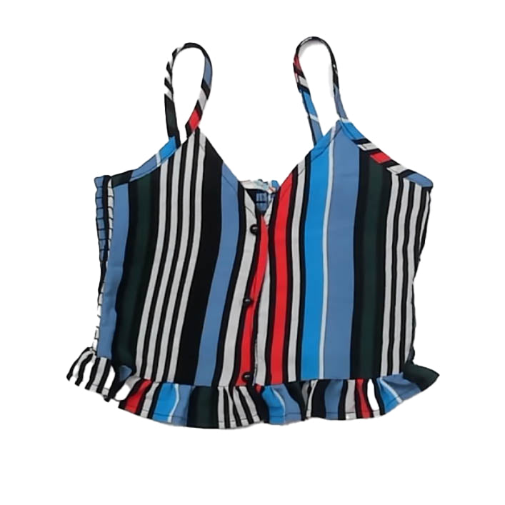 Vintage Havana Girls Blue | Black Stripe Blouse Size: 7 Years Blue | Black Stripe