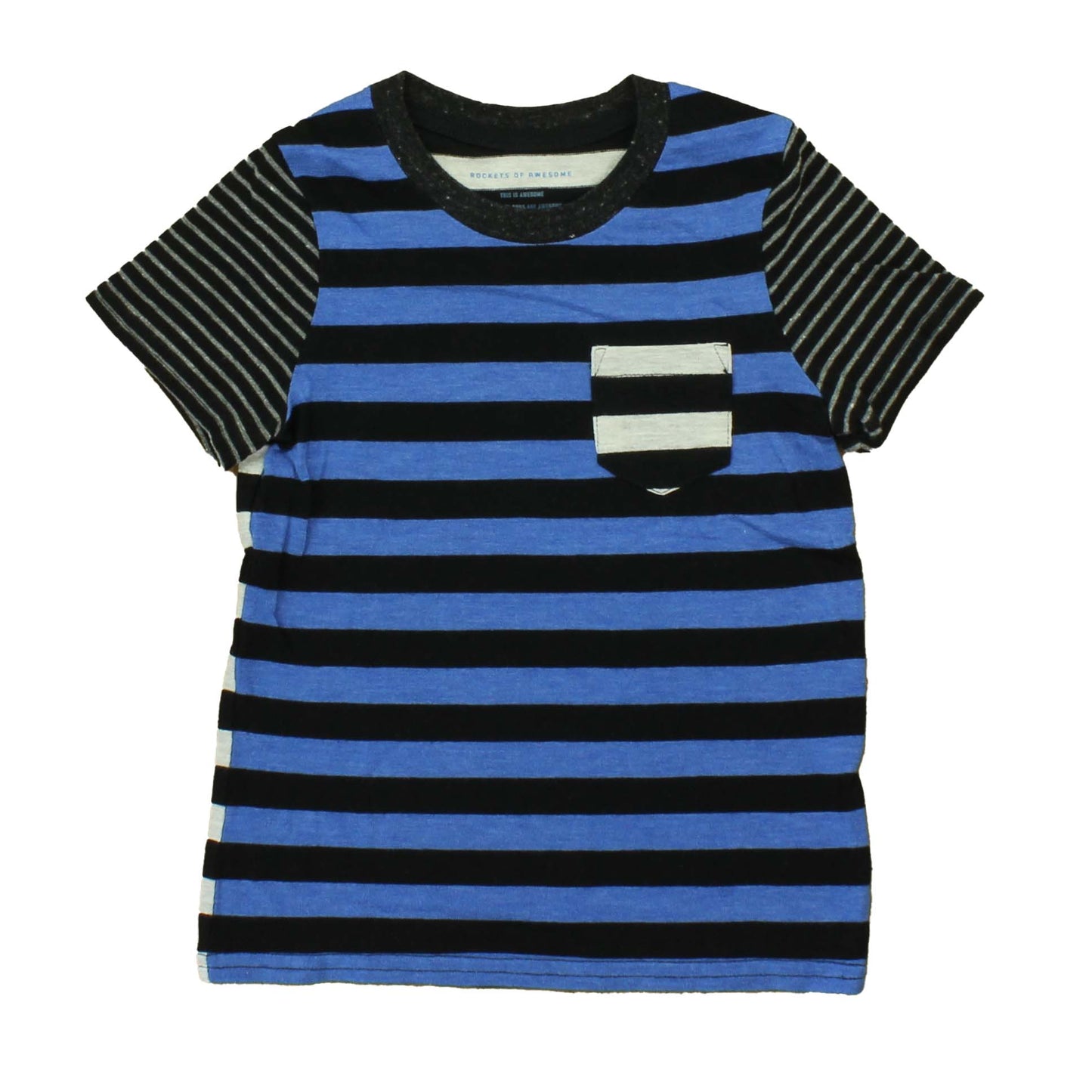 Rockets Of Awesome Boys Blue | Black | Stripes T-Shirt Size: 4-5T