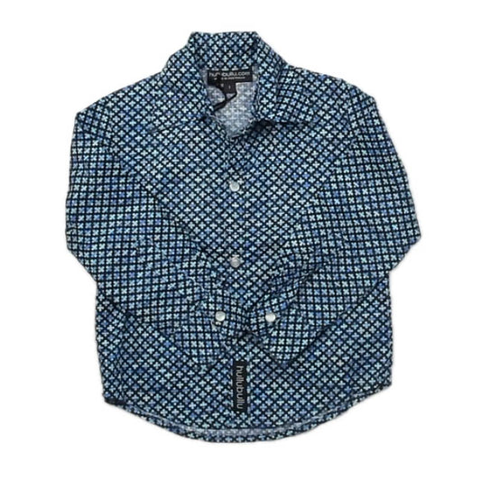 Hullubullu Boys Blue | Black Button Down Long Sleeve Size: 12 Months Blue | Black