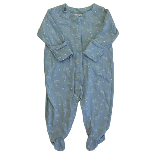 Hanna Andersson Boys Blue Boats 1-piece footed Pajamas Size: 3-6 Months