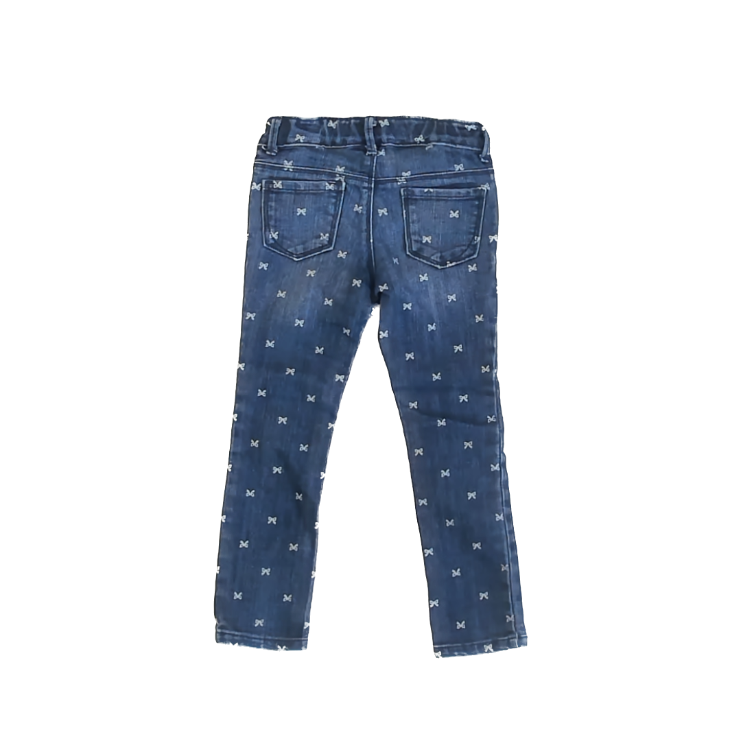 Gymboree Girls Blue Bows Jeans Size: 4T slim Blue Bows