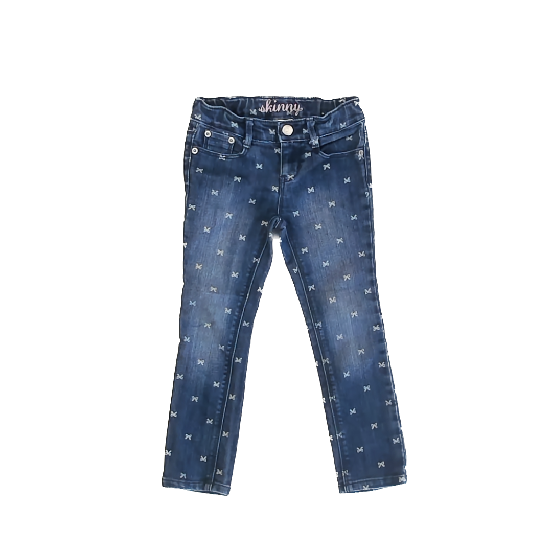 Gymboree Girls Blue Bows Jeans Size: 4T slim Blue Bows