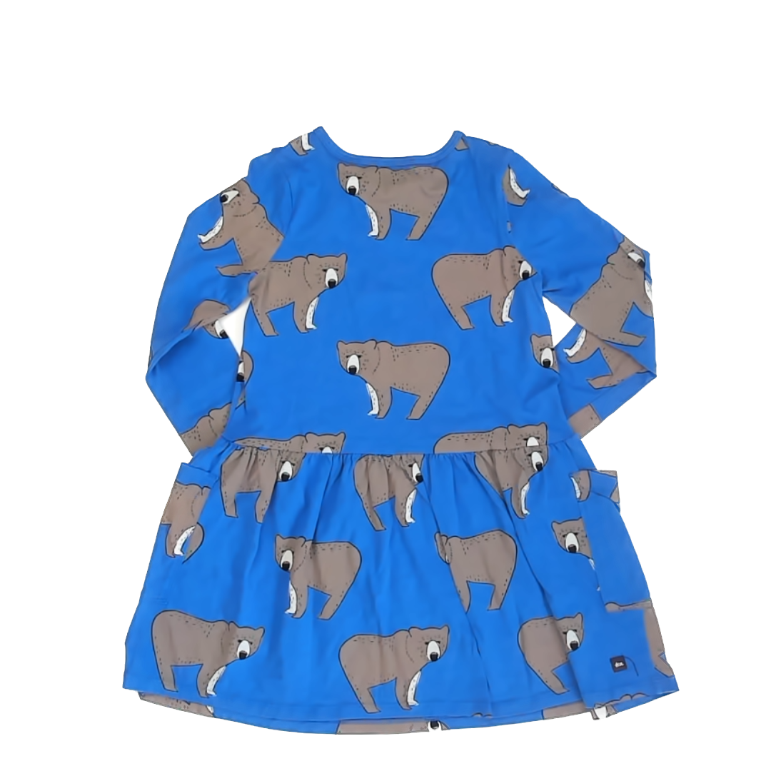 Tea Collection Girls Blue | Brown Bears Dress Size: 7 Years Blue | Brown Bears