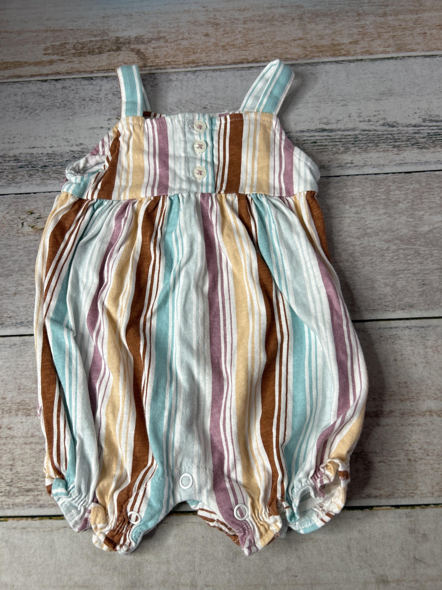 Carters Girls Blue | Brown | purple | Light Blue | Striped Romper Size: 3-6 months Blue | Brown | purple | Light Blue | Striped