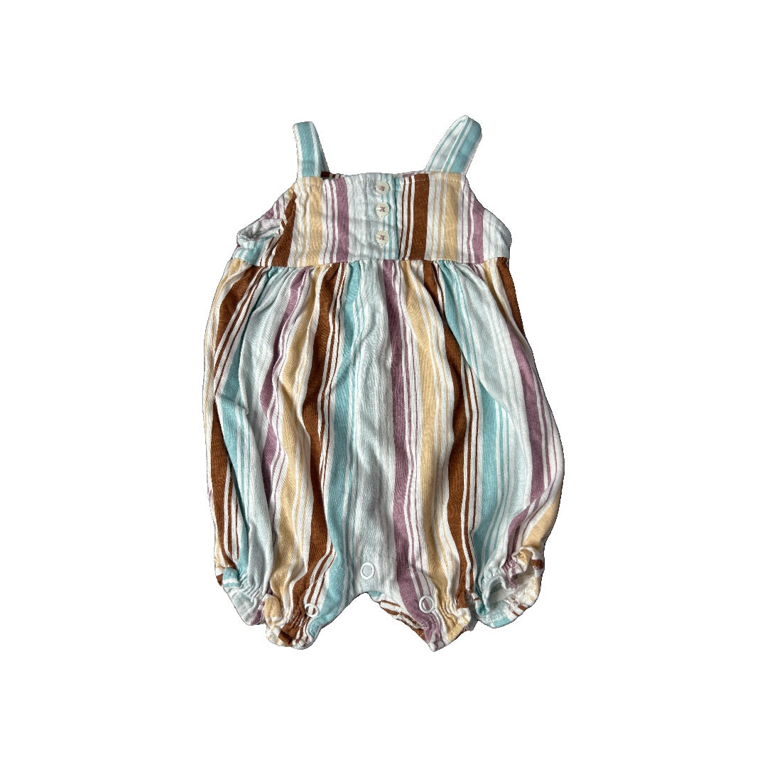 Carters Girls Blue | Brown | purple | Light Blue | Striped Romper Size: 3-6 months Blue | Brown | purple | Light Blue | Striped
