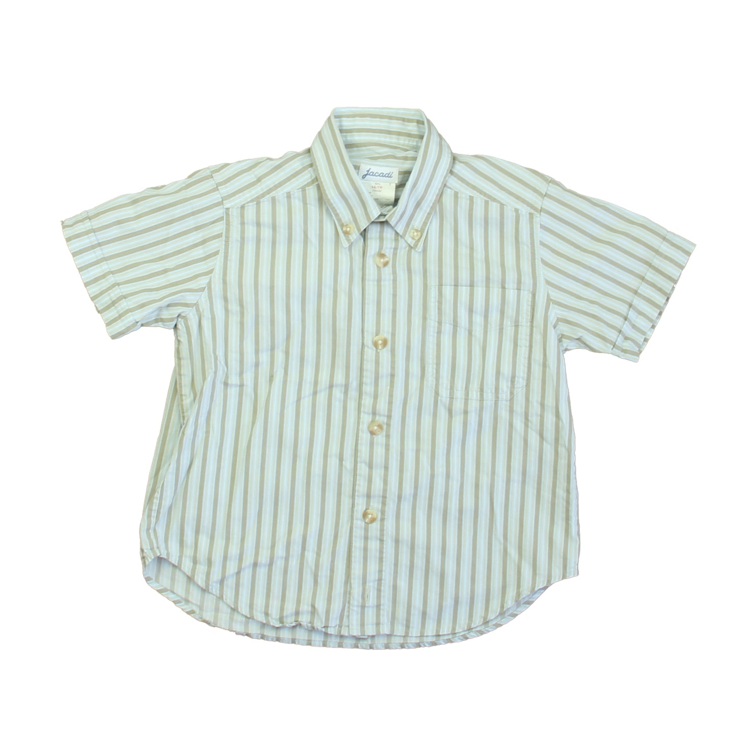 Jacadi Boys Blue | Brown Stripe Button Down Short Sleeve Size: 4T