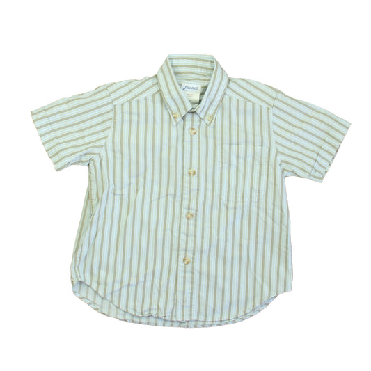 Jacadi Boys Blue | Brown Stripe Button Down Short Sleeve Size: 4T