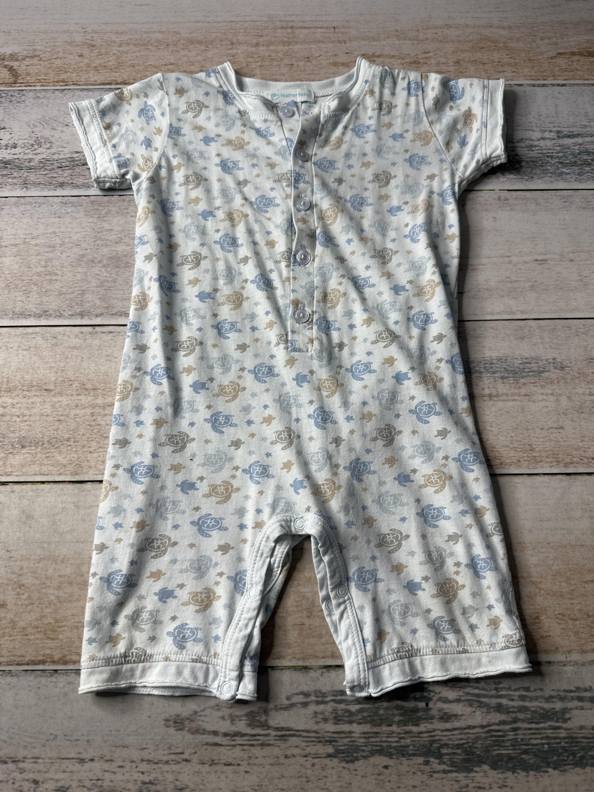 Feather Baby Boys Blue | Brown | Turtles Romper Size: 18-24 months Blue | Brown | Turtles