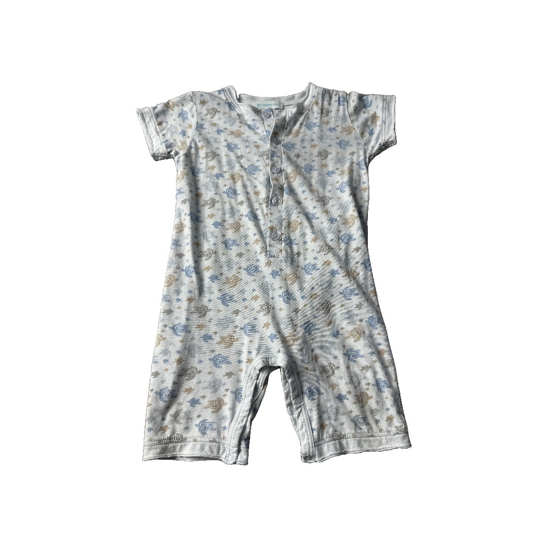 Feather Baby Boys Blue | Brown | Turtles Romper Size: 18-24 months Blue | Brown | Turtles