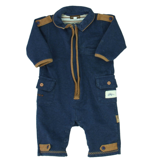 Rabbit Moon Boys Blue | Brown Long Sleeve Outfit Size: 3-6 Months Blue | Brown