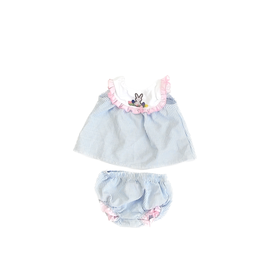 Marie Nicole Girls Blue Bunnies Dress Size: 3-6 Months Blue Bunnies