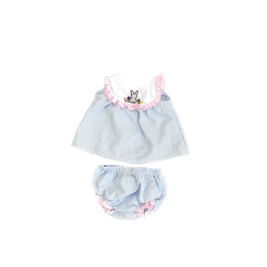 Marie Nicole Girls Blue Bunnies Dress Size: 3-6 Months Blue Bunnies