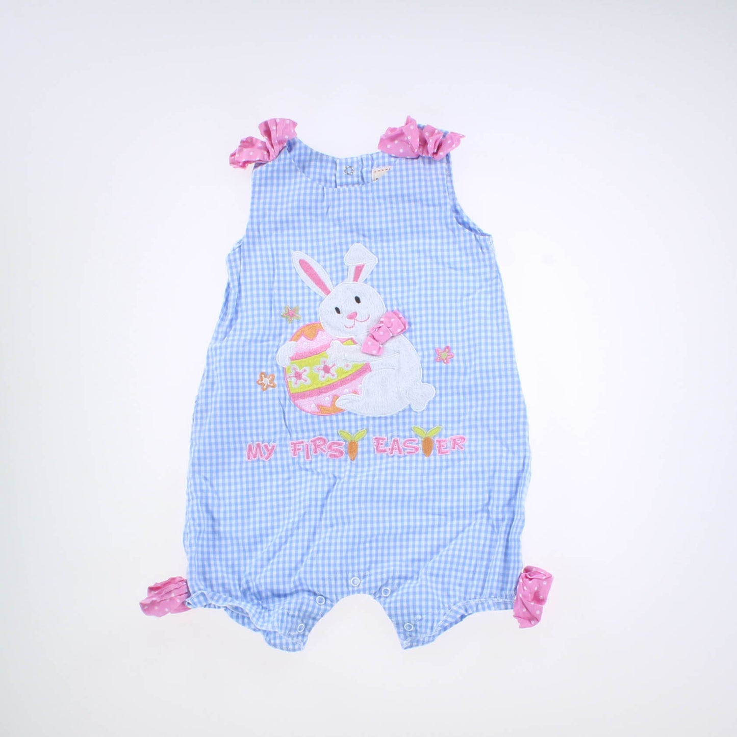 Toffee & Apple Girls Blue | Bunny Romper Size: 18 Months Blue | Bunny