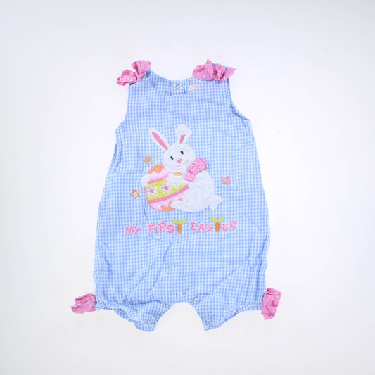 Toffee & Apple Girls Blue | Bunny Romper Size: 18 Months Blue | Bunny