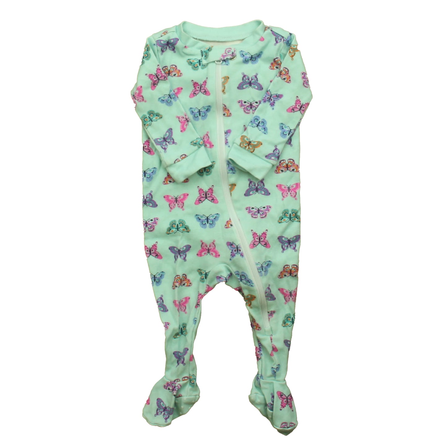 Janie and Jack Girls Blue Butterfly 1-piece footed Pajamas Size: 0-3 Months Blue Butterfly
