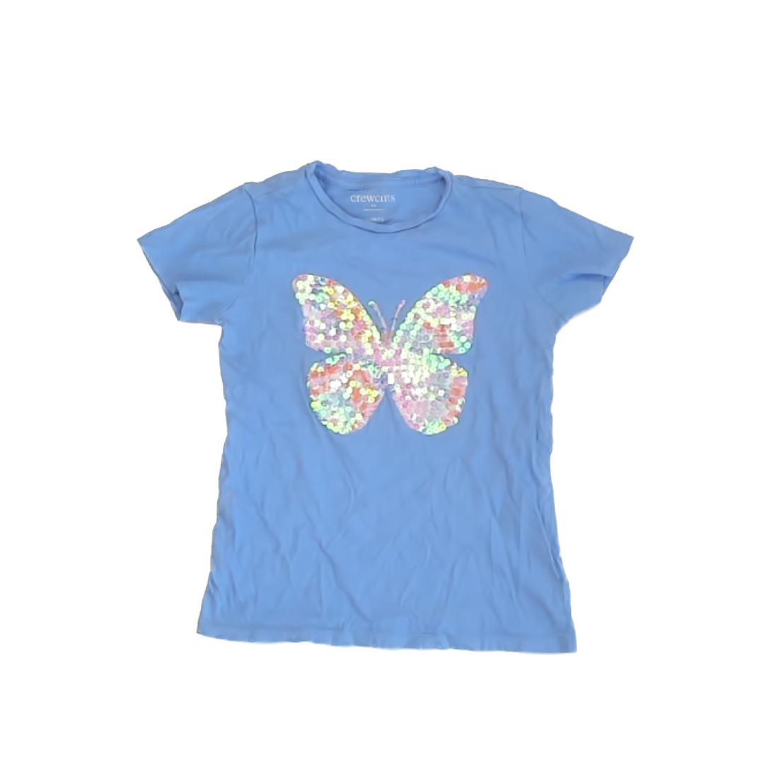 Crewcuts Girls Blue | Butterfly T-Shirt Size: L (10-11) Blue | Butterfly