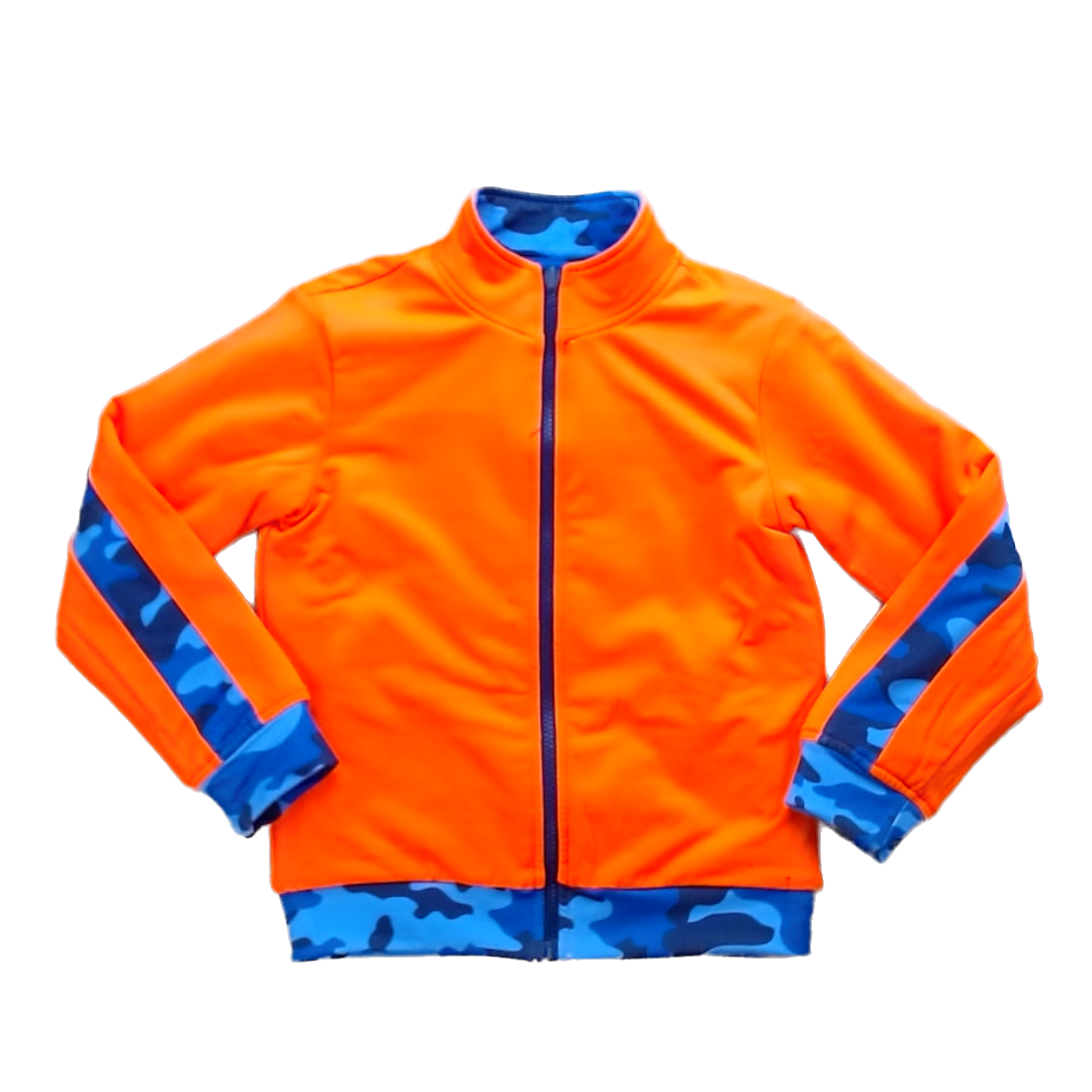 Rockets Of Awesome Boys Blue Camo | Florescent Orange Sweater Size: 8 - 10 Years Blue Camo | Florescent Orange