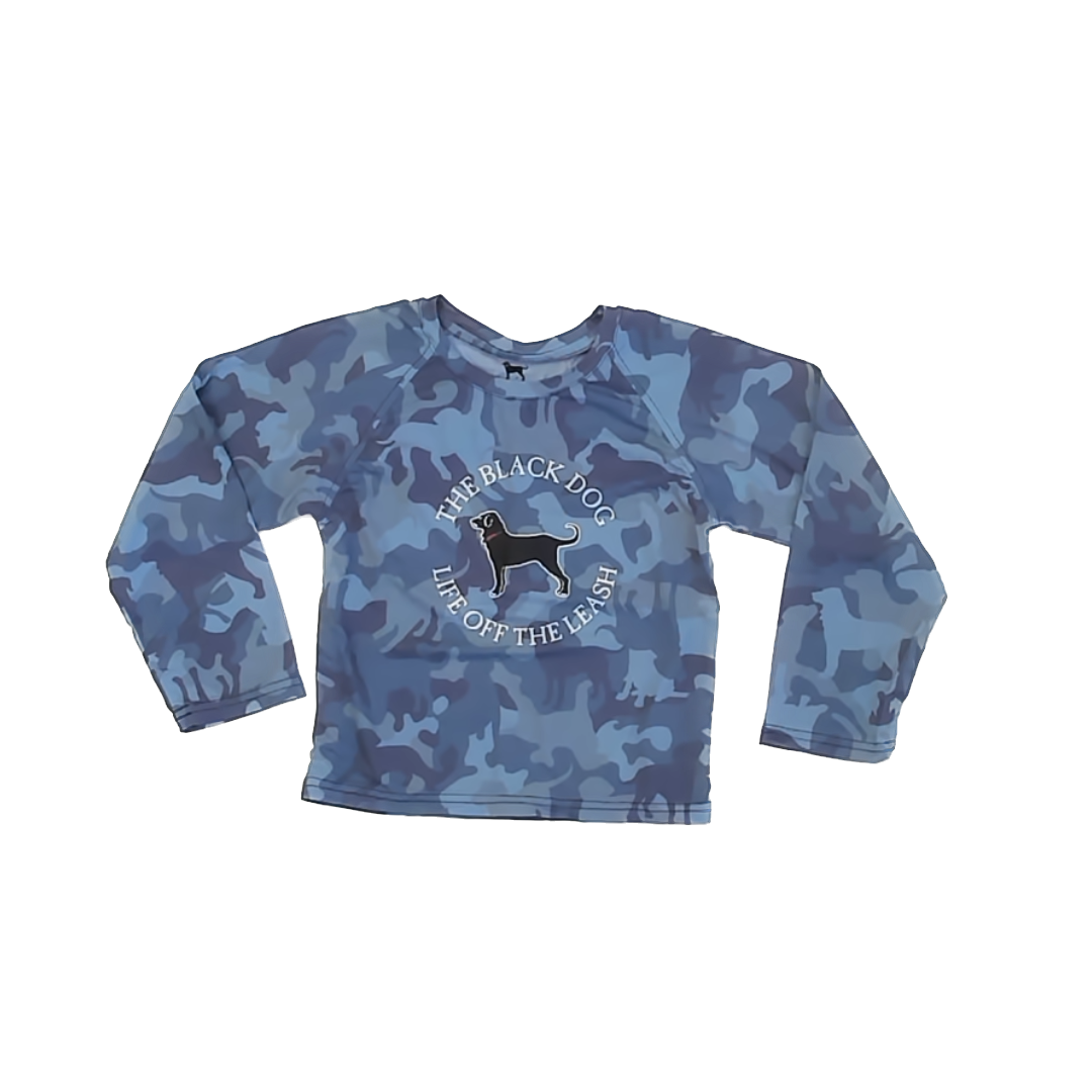The Black Dog Boys Blue Camo Rashguard Size: 18 Months Blue Camo