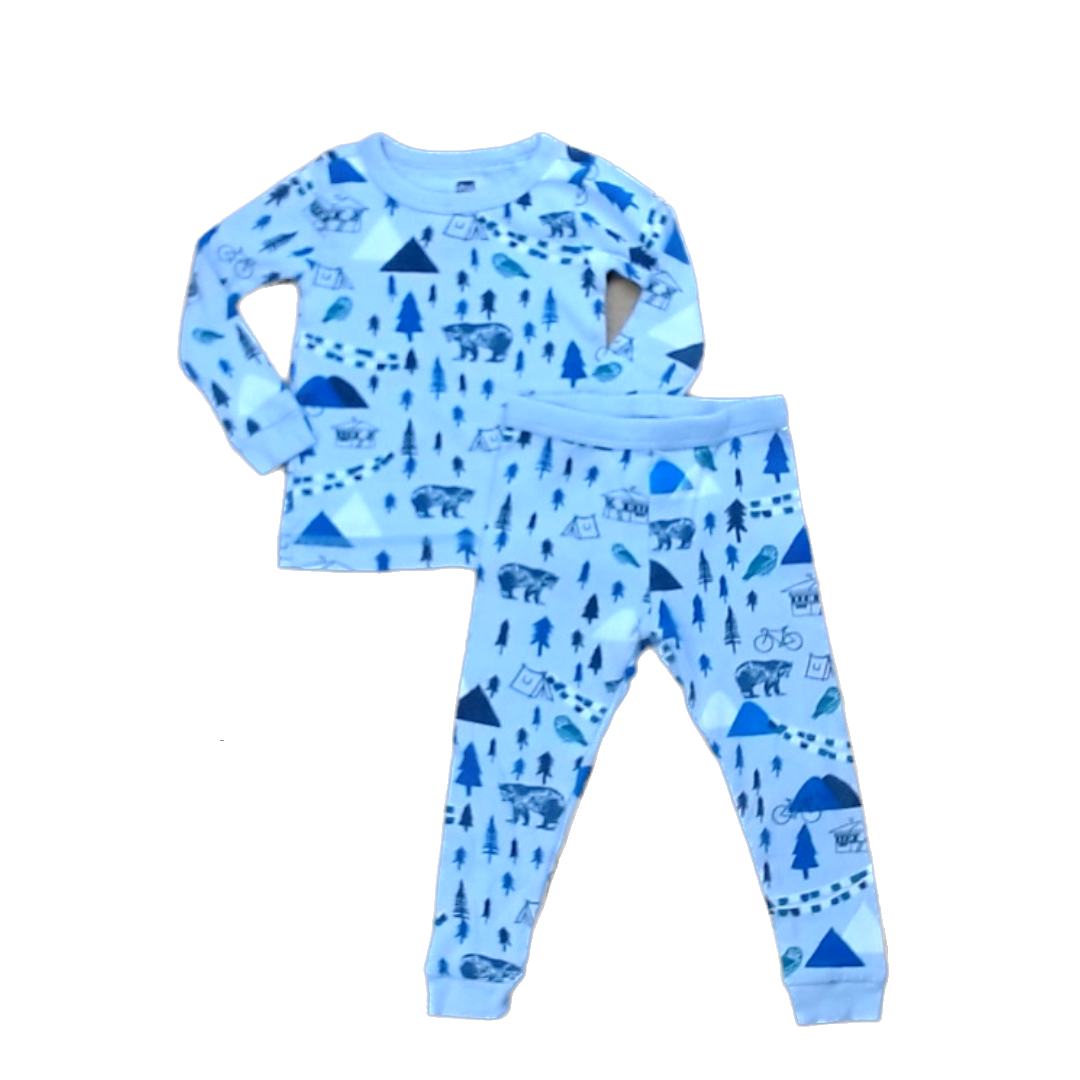 Tea Collection Unisex Blue Camping 2-piece Pajamas Size: 12-18 Months Blue Camping