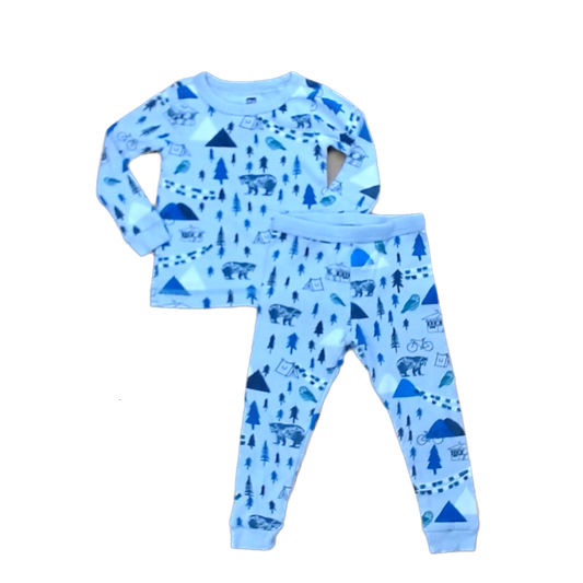Tea Collection Unisex Blue Camping 2-piece Pajamas Size: 12-18 Months Blue Camping