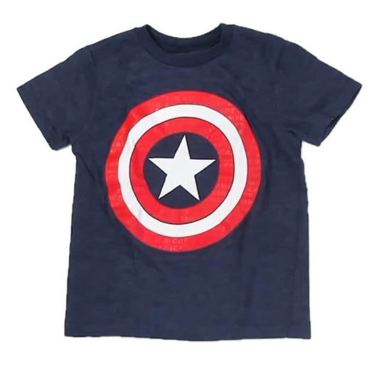 Marvel Boys Blue Captain America T-Shirt Size: 5-6 Years Blue Captain America