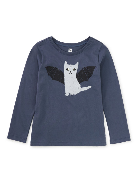 Tea Collection Boys Blue Cat Bat Long Sleeve T-Shirt Size: 5T Blue Cat Bat