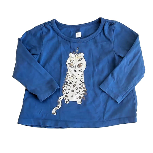 Tea Collection Girls Blue Cat Long Sleeve Shirt Size: 6-9 Months Blue Cat