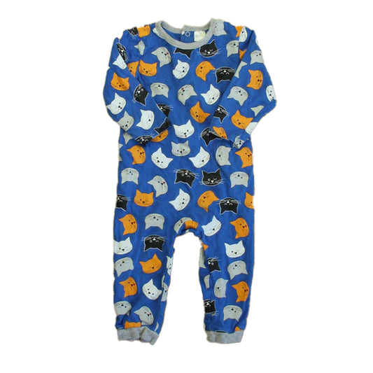 Peppy Mini Boys Blue Cats 1-piece Non-footed Pajamas Size: 6-12 Months Blue Cats