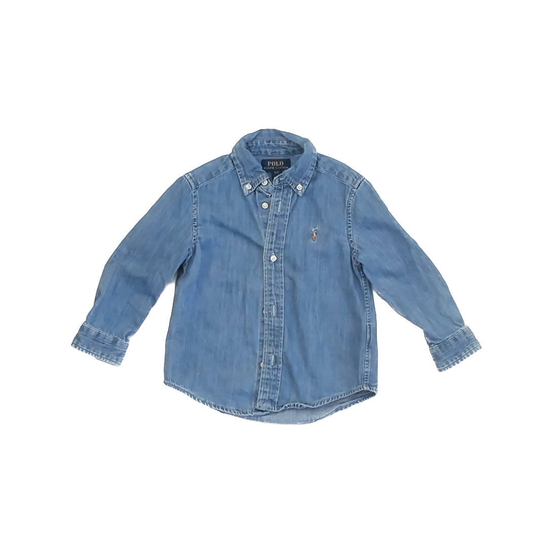 Ralph Lauren Boys Blue Chambray Button Down Long Sleeve Size: 2T Blue Chambray