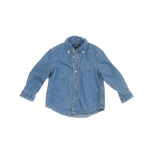 Ralph Lauren Boys Blue Chambray Button Down Long Sleeve Size: 2T Blue Chambray