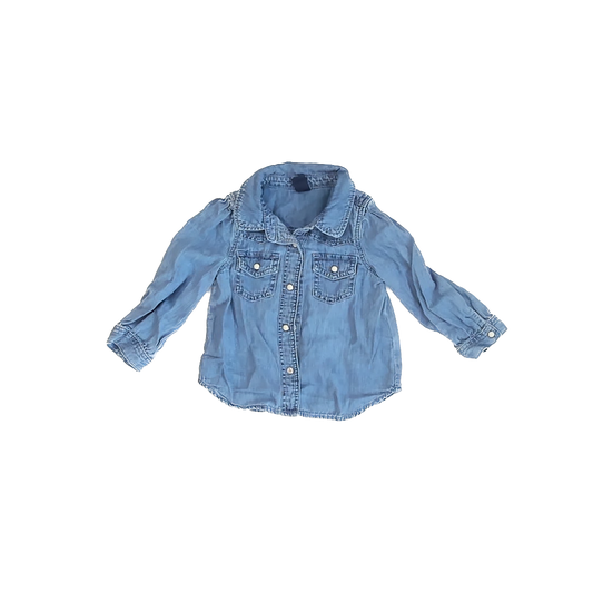 Gap Girls Blue Chambray Button Down Long Sleeve Size: 2T Blue Chambray