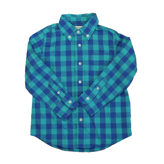 Crewcuts Boys Blue Check Button Down Long Sleeve Size: 3T