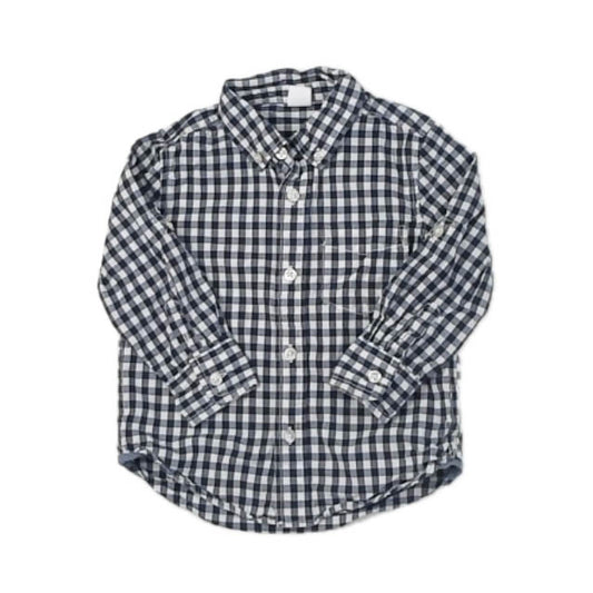 Gap Boys Blue Check Button Down Long Sleeve Size: 2T Blue Check