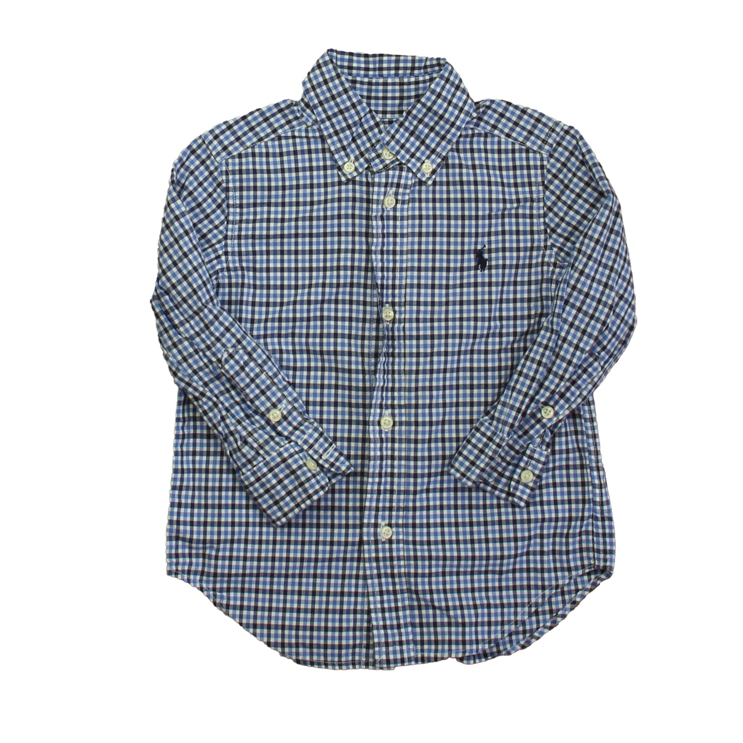 Ralph Lauren Boys Blue Check Button Down Long Sleeve Size: 2T