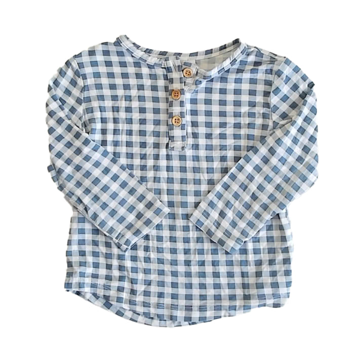 Kate Quinn Boys Blue Check Henley Size: 18-24 Months Blue Check