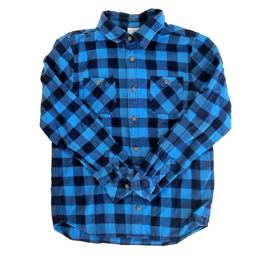 Hanna Andersson Girls Blue Check Button Down Long Sleeve Size: 8 Years Blue Check