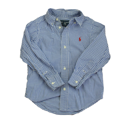 Ralph Lauren Boys Blue Check Button Down Long Sleeve Size: 3T