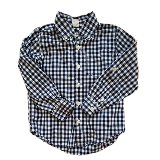 Gap Boys Blue Check Button Down Long Sleeve Size: 5T Blue Check