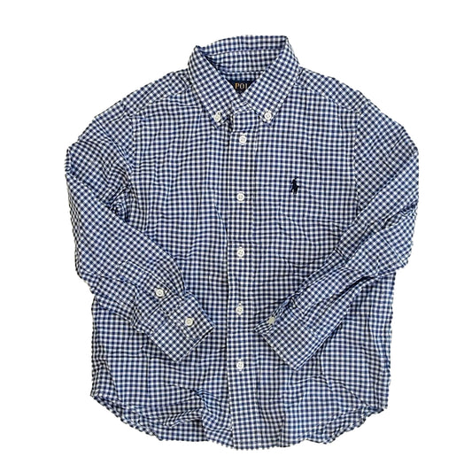 Ralph Lauren Boys Blue Check Button Down Long Sleeve Size: 5T Blue Check