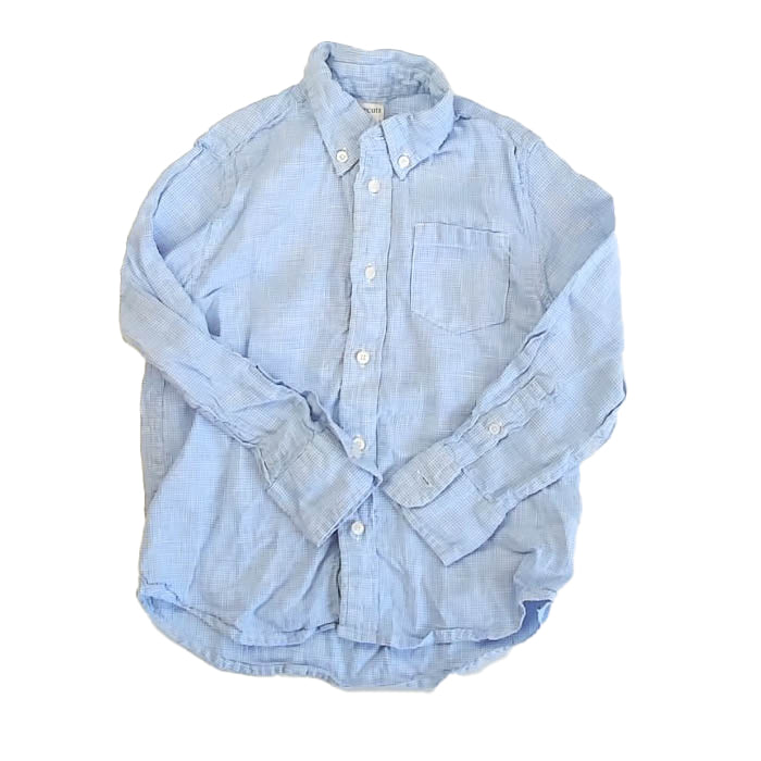 Crewcuts Boys Blue Check Button Down Long Sleeve Size: 6-7 Years Blue Check