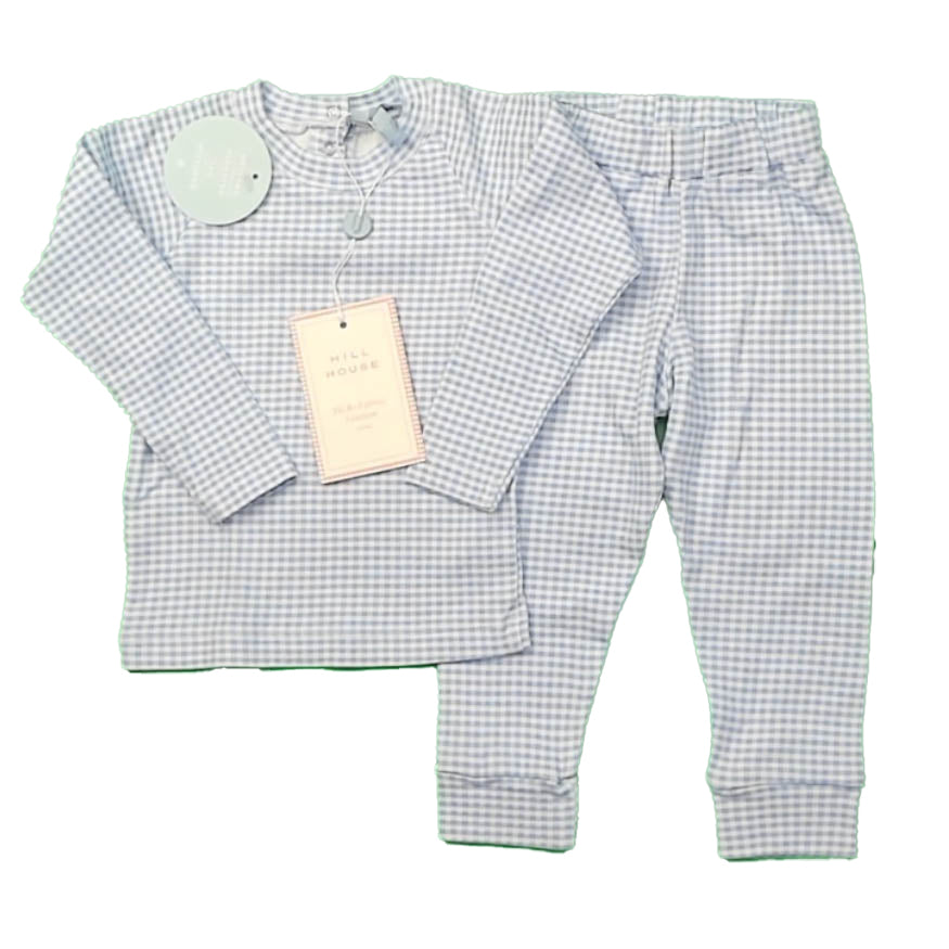 Hill House Boys Blue Check 2-piece Pajamas Size: 6-12 Months Blue Check