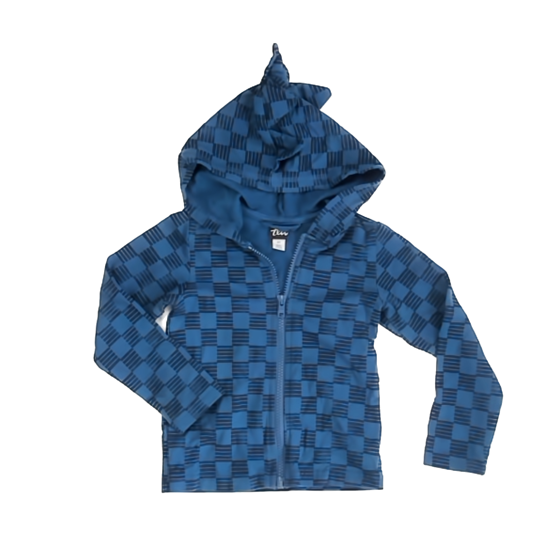Tea Collection Boys Blue Checkered Hoodie Size: 2T Blue Checkered