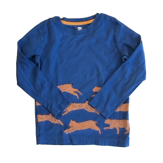 Tea Collection Boys Blue Cheetah Long Sleeve T-Shirt Size: 5T Blue Cheetah