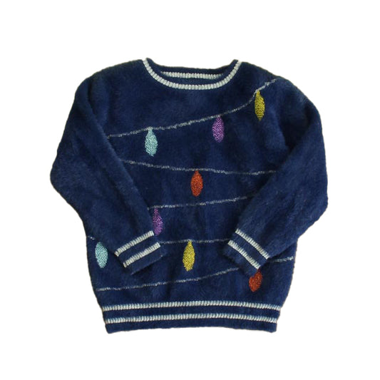 Andy & Evan Girls Blue Christmas Lights Sweater Size: 3T