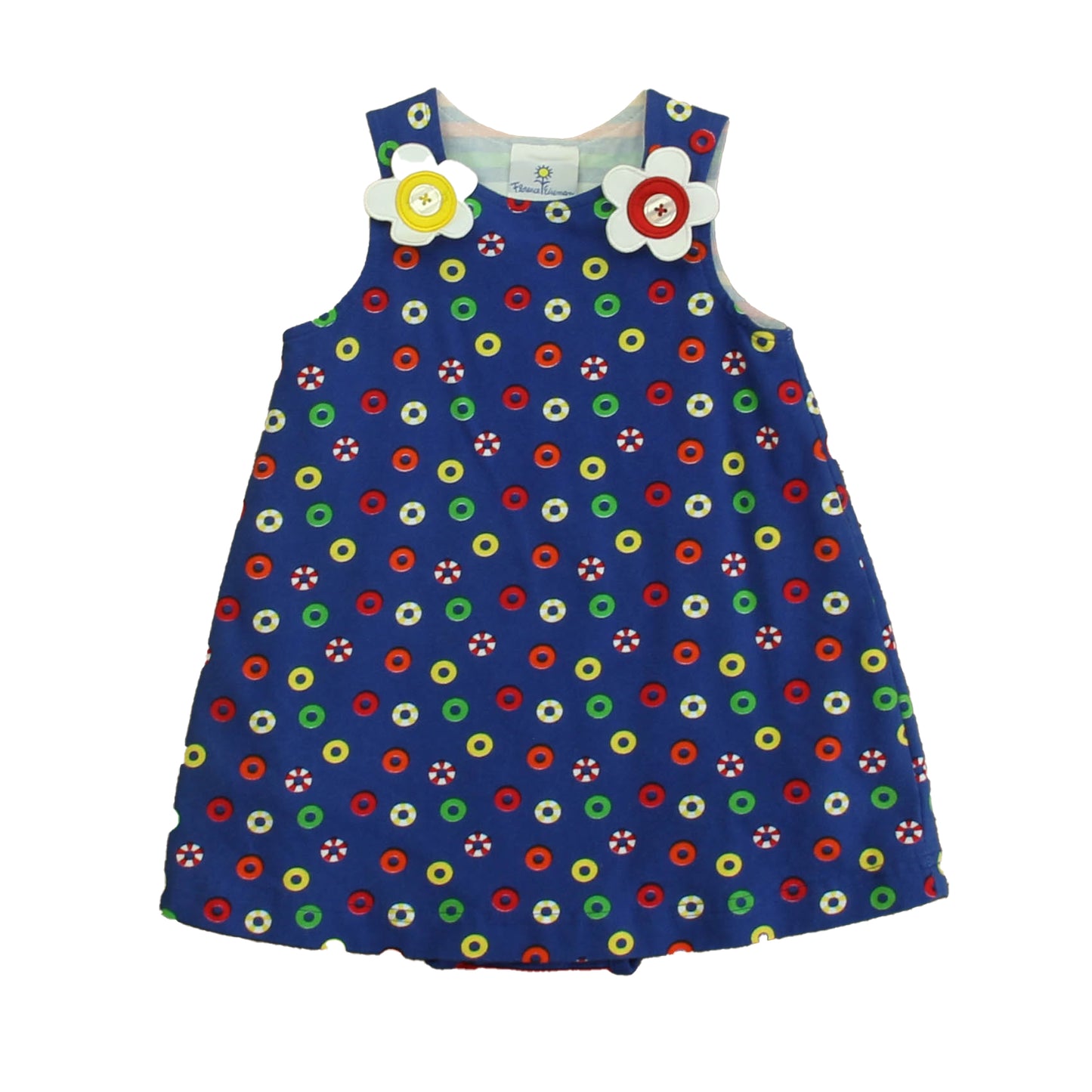 Florence Eiseman Girls Blue Circles Dress Size: 12 Months Blue Circles