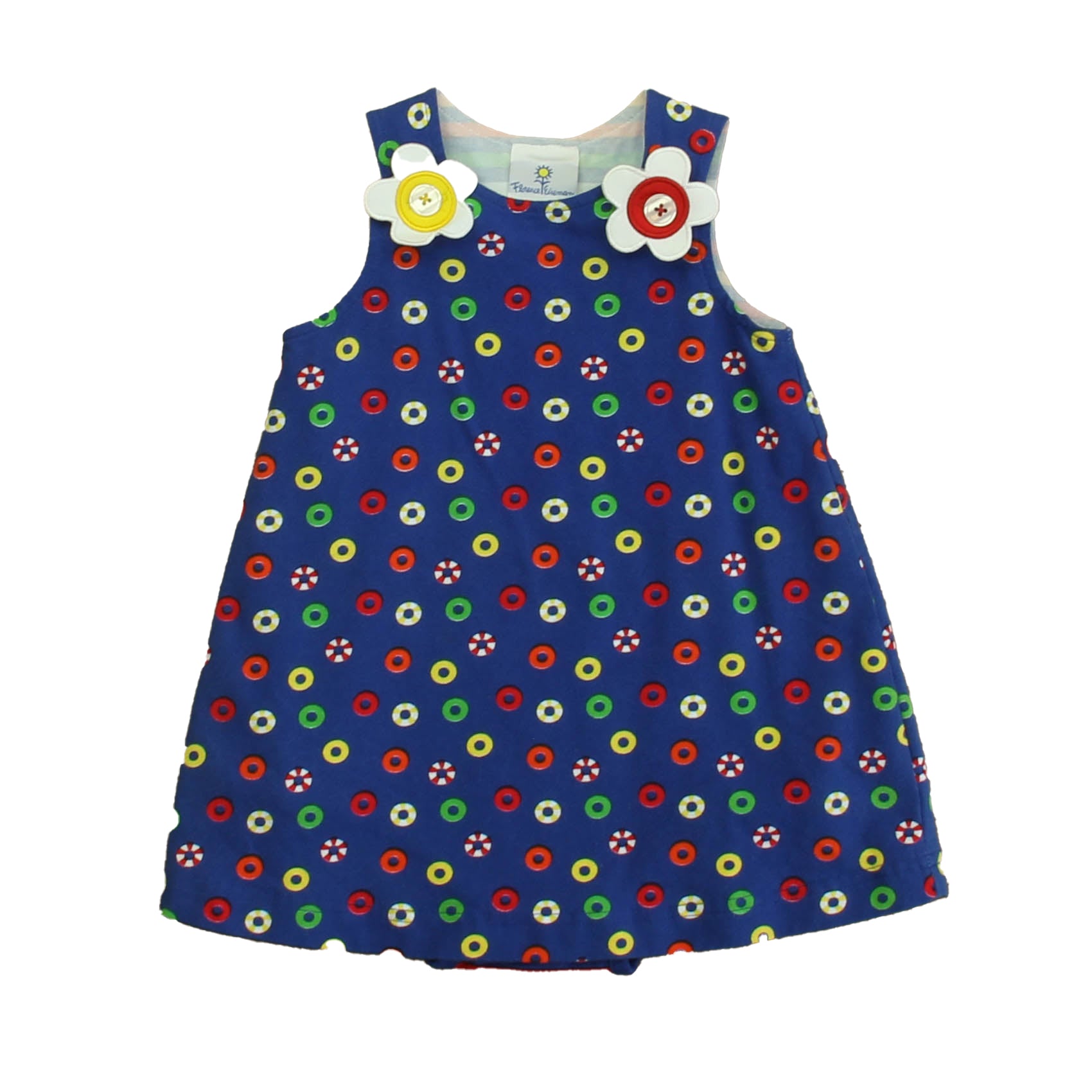 Florence Eiseman Girls Blue Circles Dress Size: 12 Months Blue Circles